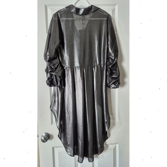 Melanie Lyne Metallic Look High-Low Hem Shirt - Picture 2 of 6